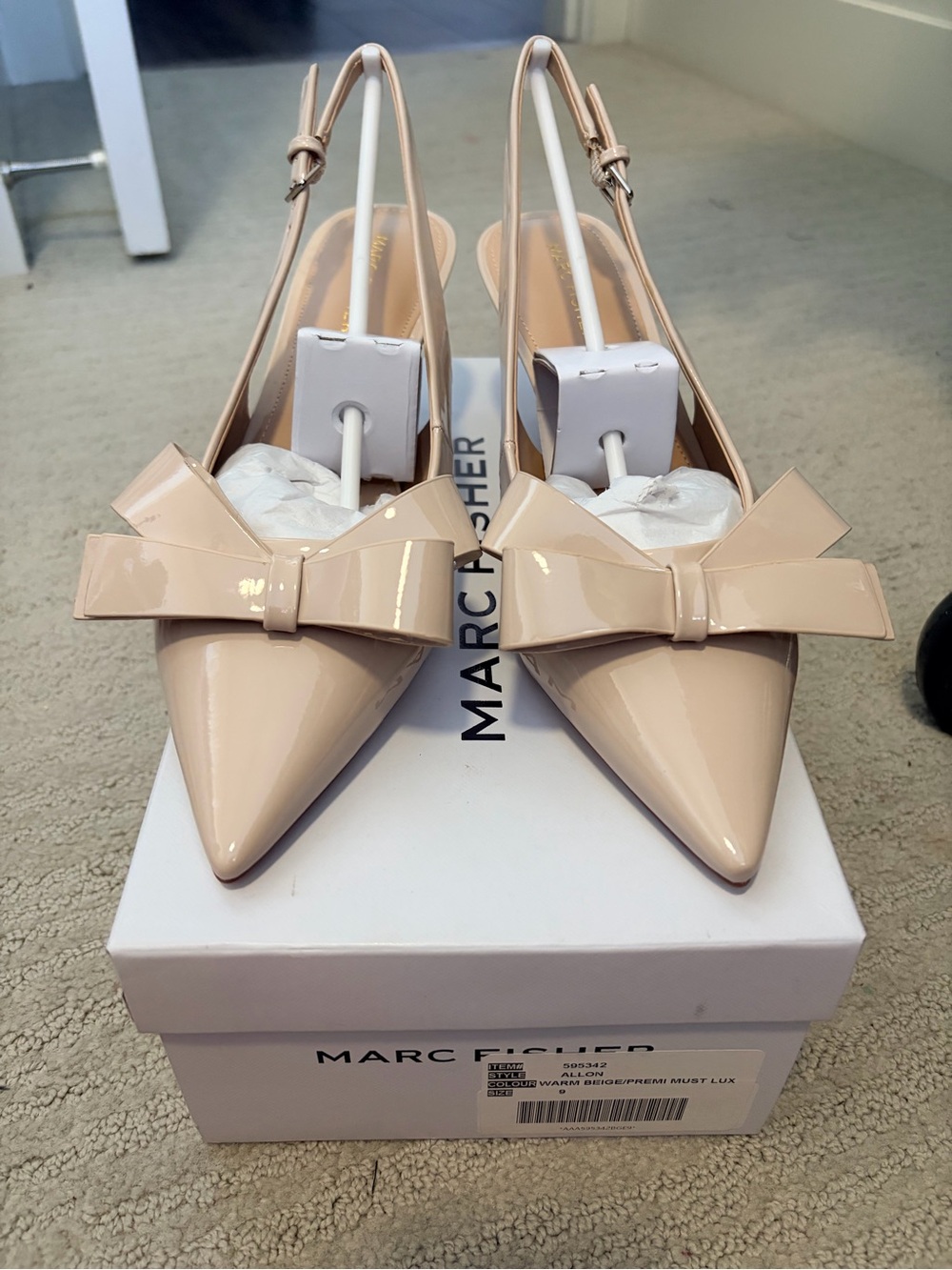 Marc Fisher Nude Patent Slingback Stiletto Kitten Heel